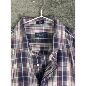 Peter Millar Shirt Mens XL Plaid Button Up Casual 100% Cotton Long Sleeve